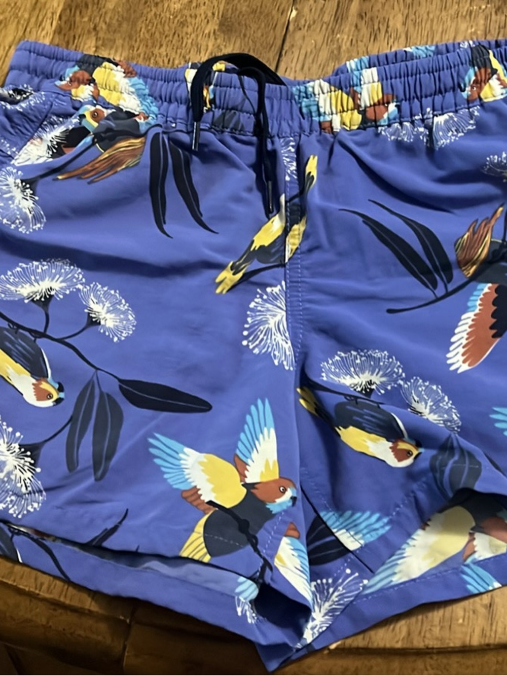 Patagonia Blue Parrot Print Shorts for kids size L